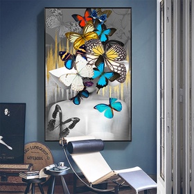 File tranh chân dung thiếu nữ và bướm đàn nghệ thuật - CD008