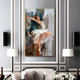 File tranh sơn dầu chân dung thiếu nữ múa ballet - CD010