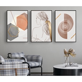 File tranh bộ 3 trừu tượng hiện đại - HQ-456