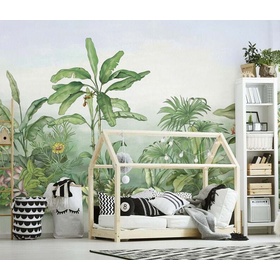 File tranh nền tường vẽ tay cây xanh nhiệt đới - DT027