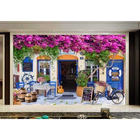 File tranh nền tường hoa giấy trang trí quán cafe - DT031