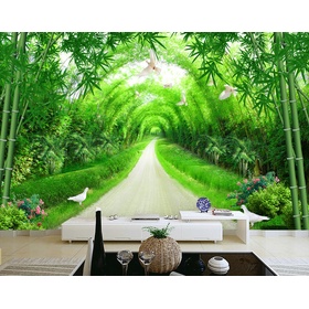 File tranh nền tường phong cảnh con đường tre xanh - DT032