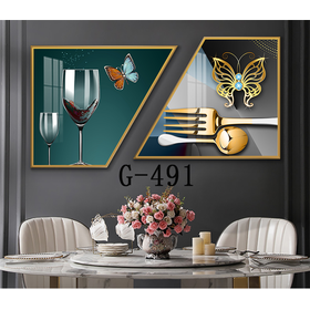 File tranh bộ 2 trừu tượng phòng ăn hiện đại - G-491