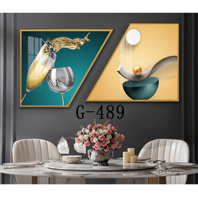 File tranh bộ 2 trừu tượng phòng ăn hiện đại - G-489