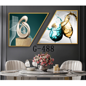 File tranh bộ 2 trừu tượng phòng ăn hiện đại - G-488