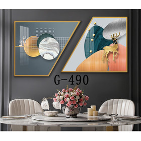 File tranh bộ 2 trừu tượng phòng ăn hiện đại - G-490