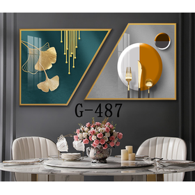 File tranh bộ 2 trừu tượng phòng ăn hiện đại - G-487