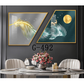 File tranh bộ 2 trừu tượng phòng ăn hiện đại - G-492