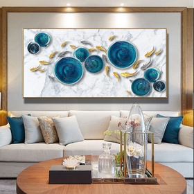 File tranh trừu tượng hiện đại cá và hoa sen - HG1065