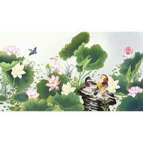 File tranh phong cảnh hồ sen - HG106