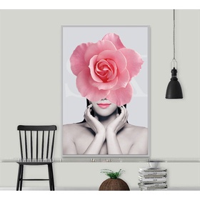 File tranh chân dung nghệ thuật cô gái và hoa - HG1076