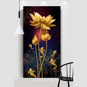 File tranh hoa sen cá chép vàng - XG-3265