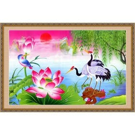 File tranh phong cảnh hồ sen hồng hạc - DT041