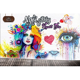 File tranh trang trí quán coffee tình yêu - DT034