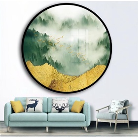 File tranh tròn phong cảnh rừng chim Bắc Âu - OP18535096