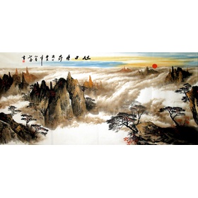 File tranh sơn dầu phong cảnh núi non - HG-2503