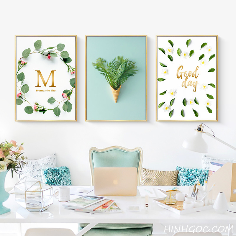 File tranh bộ 3 bức hoa lá đẹp - HG303