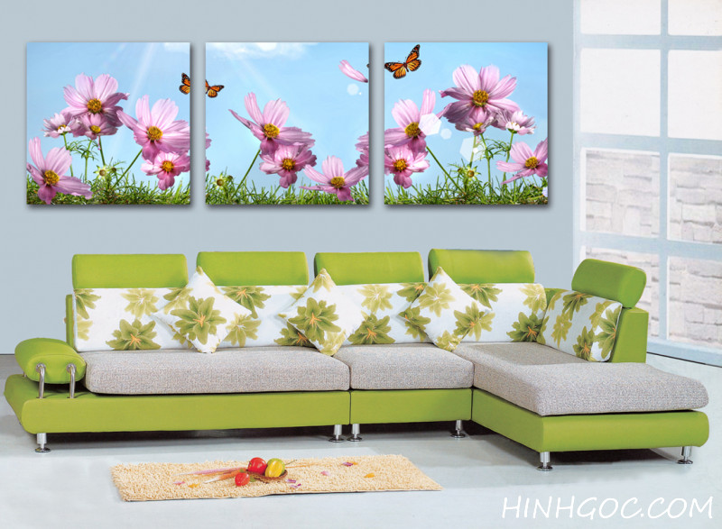 File tranh bộ 3 bức hoa tím - FR300