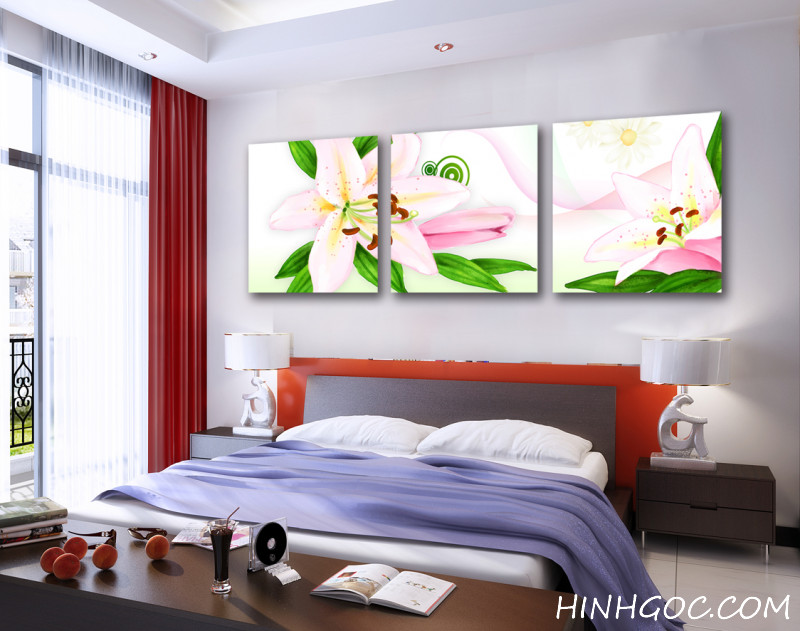 File tranh bộ 3 bức hoa ly - FR304