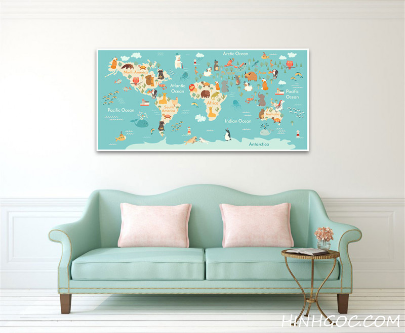 File tranh bản đồ động thực vật thế giới - HG1000