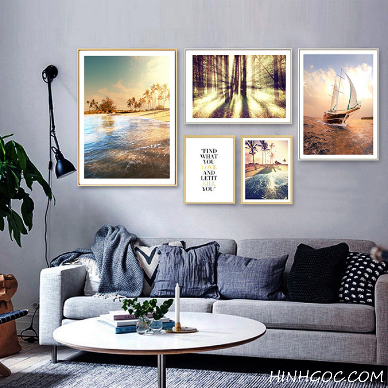 File tranh bộ 5 thuyền và biển - HG5004