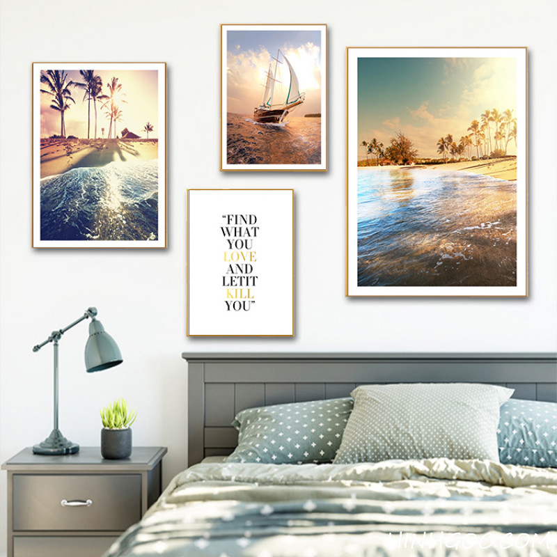 File tranh bộ 5 thuyền và biển - HG5004