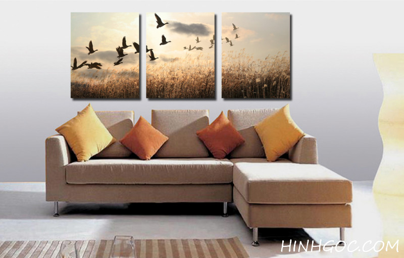 File tranh đàn chim bay về tổ trong hoàng hôn - HG315_15