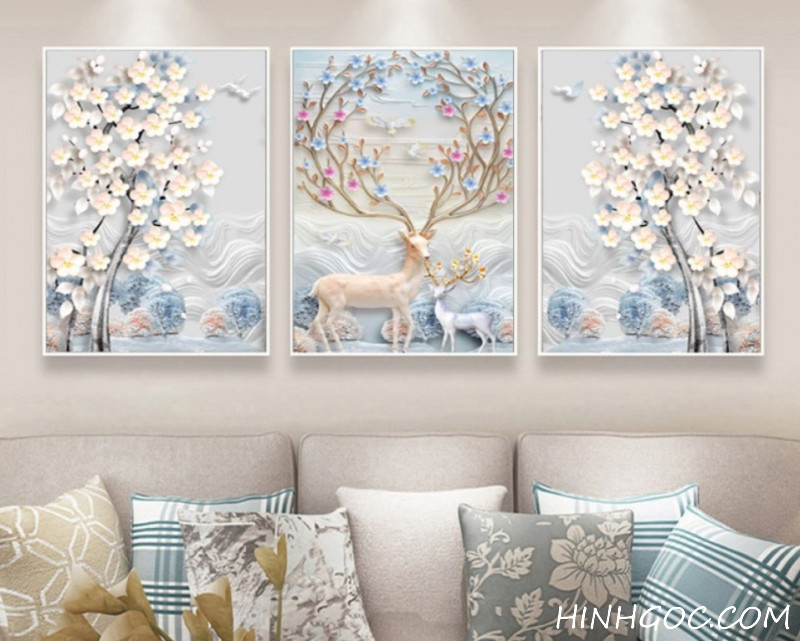 File tranh nghệ thuật nai sừng tấm - HG109