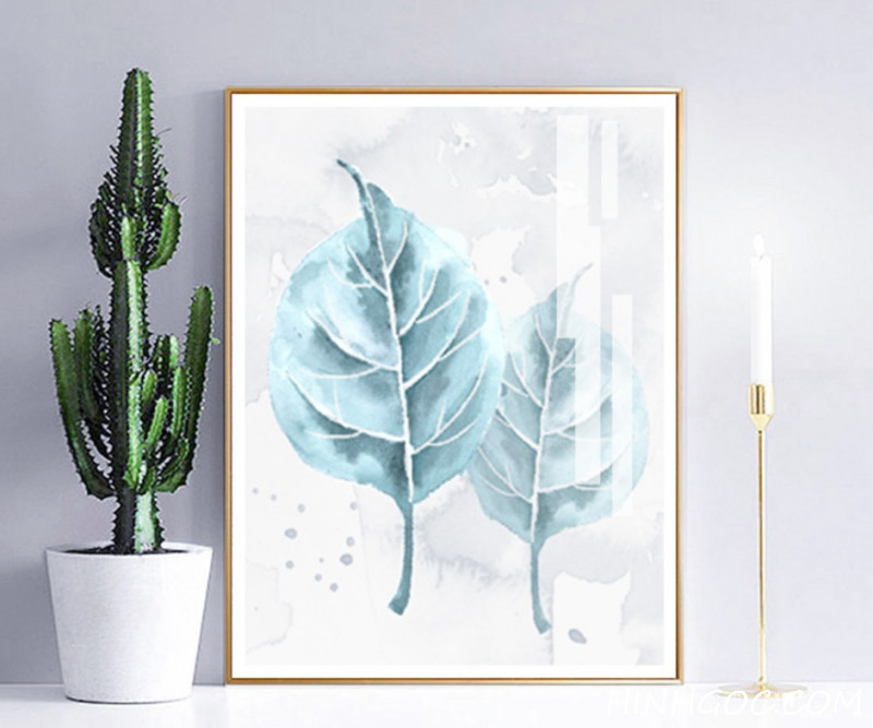 File bộ 3 tranh lá màu nước - HG325