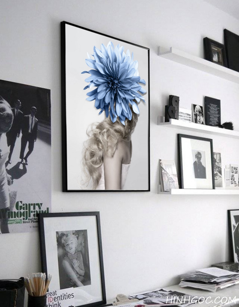 File tranh nghệ thuật chân dung thiếu nữ và hoa - HG1010