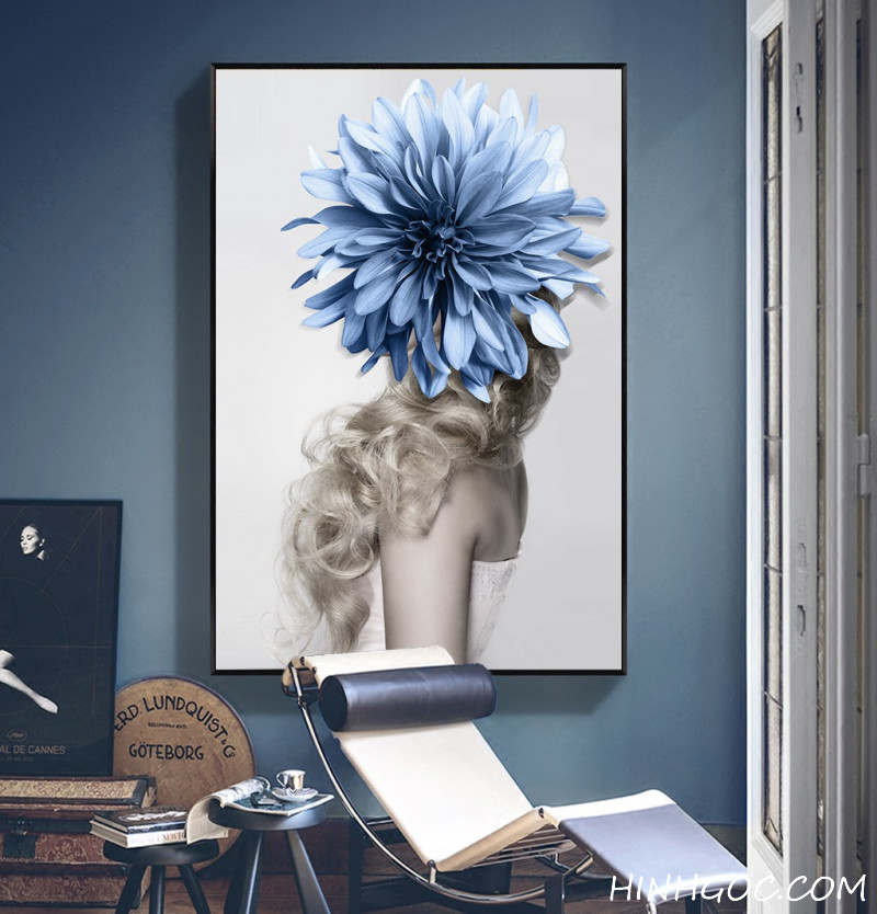 File tranh nghệ thuật chân dung thiếu nữ và hoa - HG1010