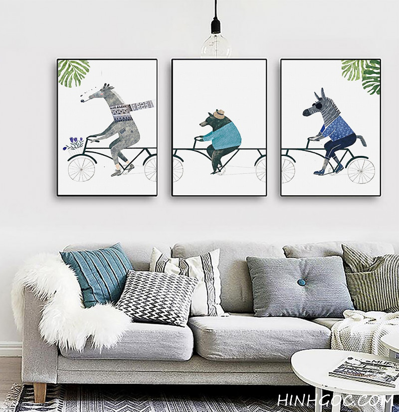 File tranh hoạt hình động vật đạp xe - HG3009