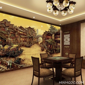 File tranh phong cảnh thư pháp cổ - HG1019