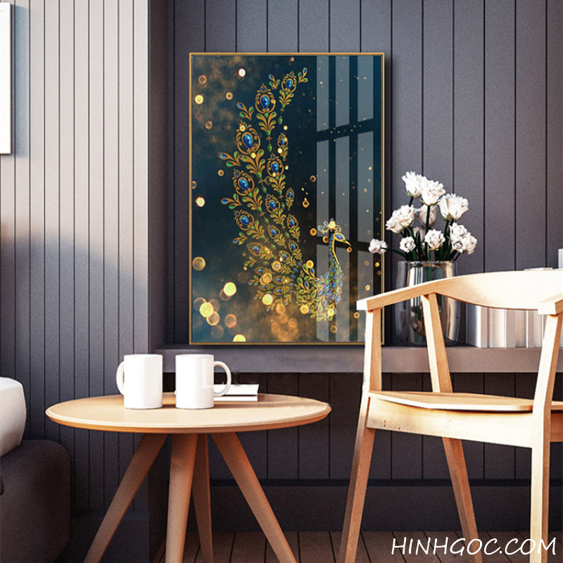 File tranh công và lá vàng hiện đại - HG1031