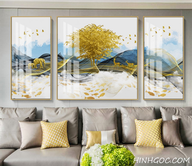 File tranh trừu tượng phong cảnh rừng nai bắc âu - HG1037