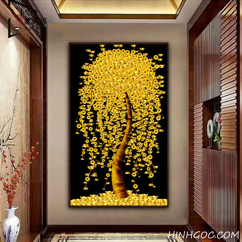 File tranh cây tiền vàng tài lộc - HG1038