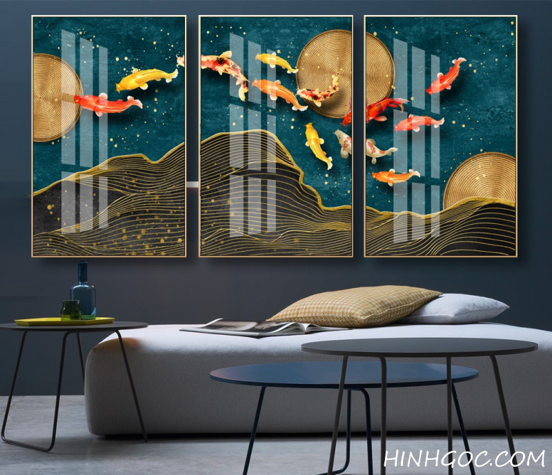 File tranh cá chép trừu tượng hiện đại - HG1048