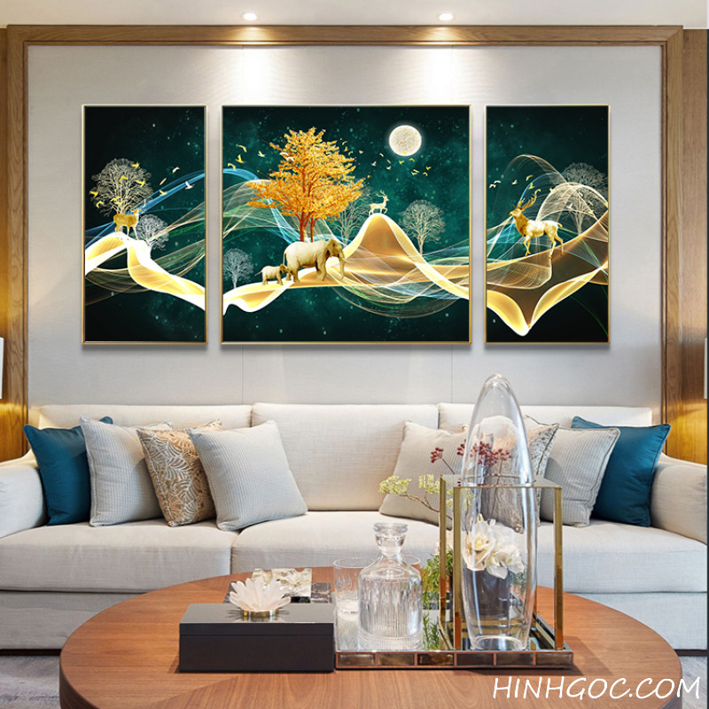 File tranh phong cảnh trừu tượng rừng cây và động vật - HG120