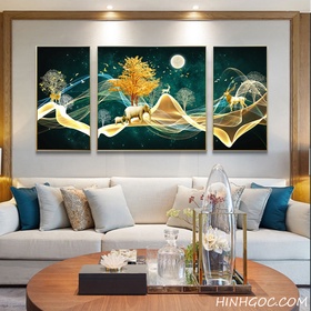 File tranh phong cảnh trừu tượng rừng cây và động vật - HG120