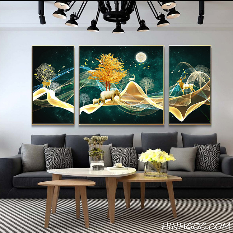 File tranh phong cảnh trừu tượng rừng cây và động vật - HG120