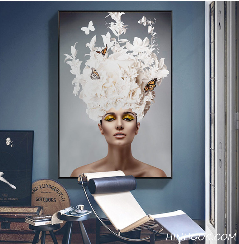 File tranh nghệ thuật chân dung và hoa - HG122