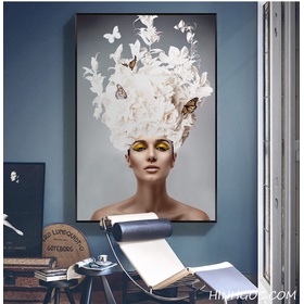 File tranh nghệ thuật chân dung và hoa - HG122