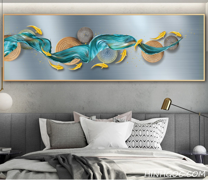 File tranh trừu tượng hiện đại cửu ngư quần hội - HG123