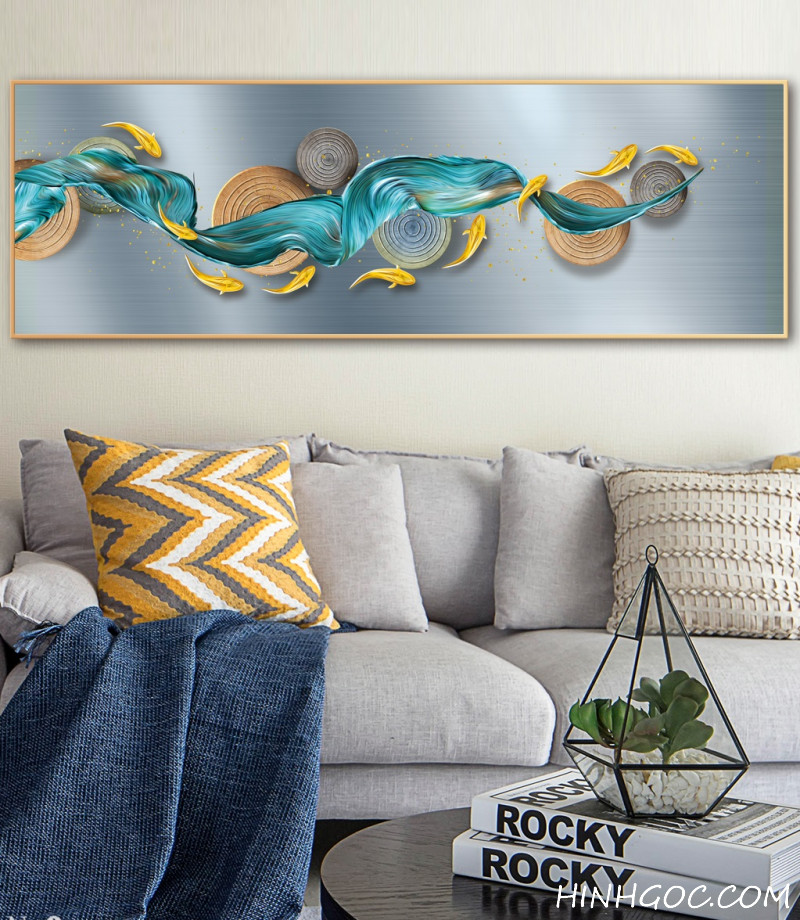 File tranh trừu tượng hiện đại cửu ngư quần hội - HG123