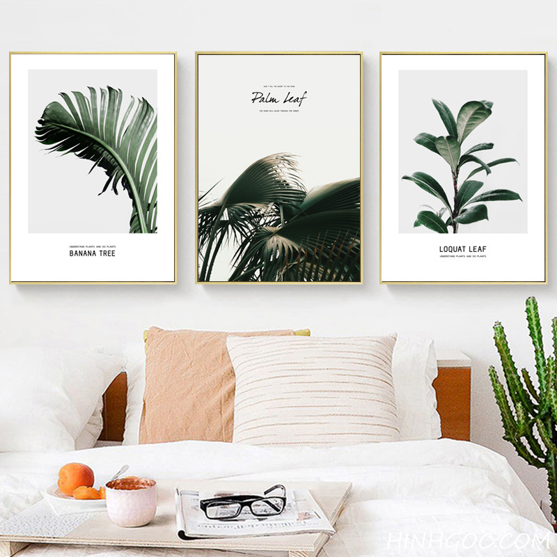 File tranh bộ 5 bức kết hợp lá cây và quote - HG5006