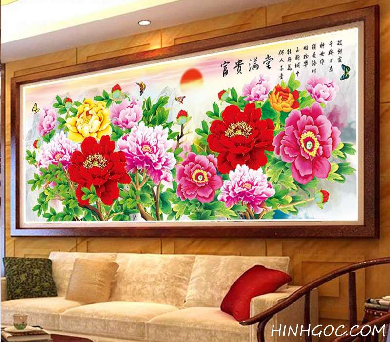 File tranh hoa mẫu đơn - HG130