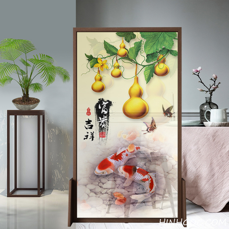 FIle tranh cá chép và hồ lô vàng - HG132