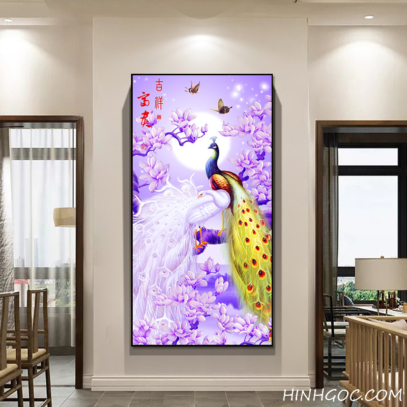 File tranh chim công và hoa mộc lan - hg134