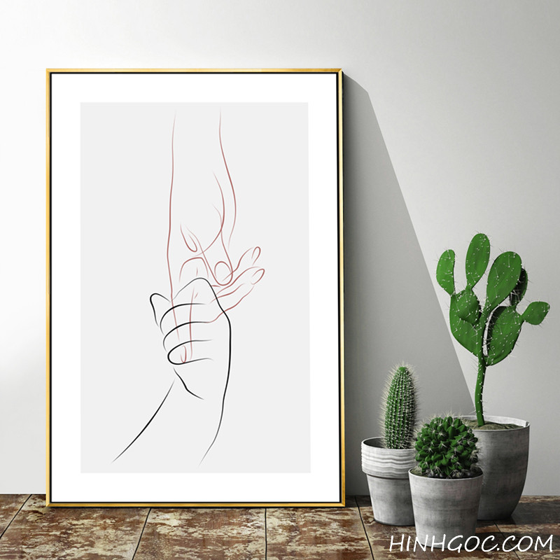 File tranh bộ 5 bức kết hợp điêu khắc và trừu tượng Bắc Âu - HG512