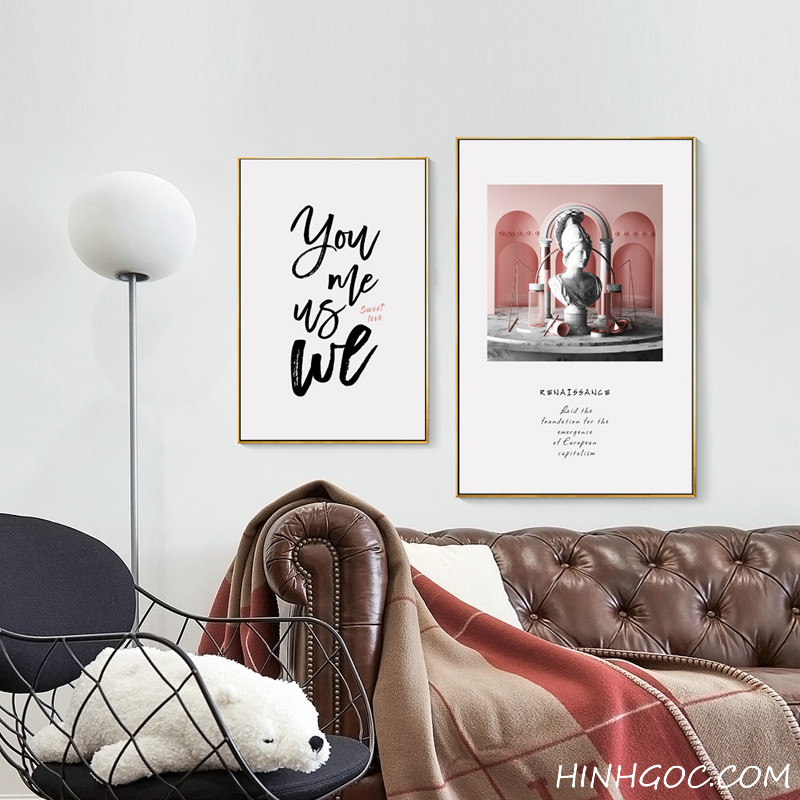 File tranh bộ 5 bức kết hợp điêu khắc và trừu tượng Bắc Âu - HG512